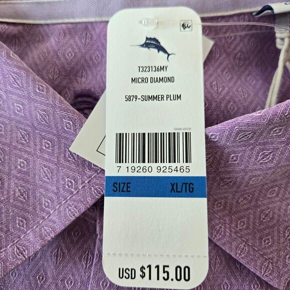 Tommy Bahama Micro Diamond Silk Short Sleeve Button Up Shirt Size XL NWT - Picture 6 of 9